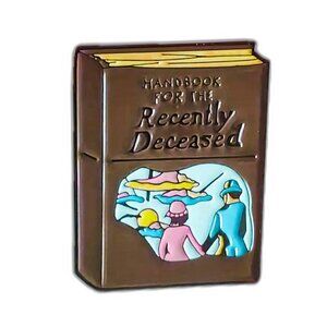 BEETLEJUICE "HANDBOOK FOR THE RECENTLY DECEASED" ENAMEL LAPEL PIN BROOCH NWT